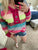 Neon Striped Henley Top | Lime and Fuchsia