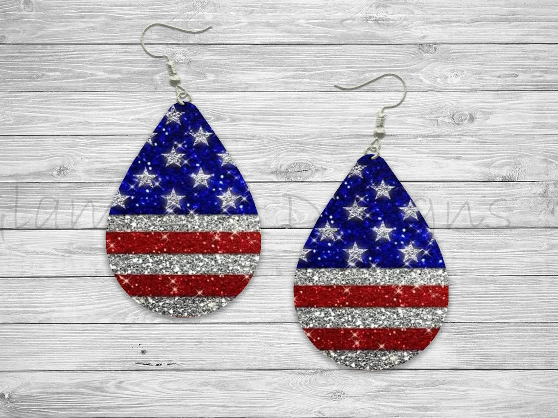 American Flag Earrings Signed KLEIN International Ltd… - Gem