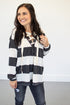 Lace Up Pullover | Black and White Stripes
