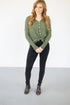 Waffle Knit Button Down Top | Olive
