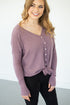 Waffle Knit Button Down Top | Dusty Lilac