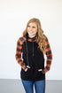 Orange and Black Plaid Hoodie | Woman's Double Hooded Sweatshirt