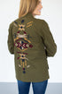 Embroidered Aztec Cargo Jacket | Olive