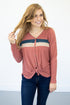 Thermal Knit Button Down Top | Marsala