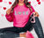 LOVE Chenille Patch Sweatshirt | Heliconia Pink - MOB Fashion Boutique