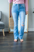 High Waisted Flare Jeans | Light Wash